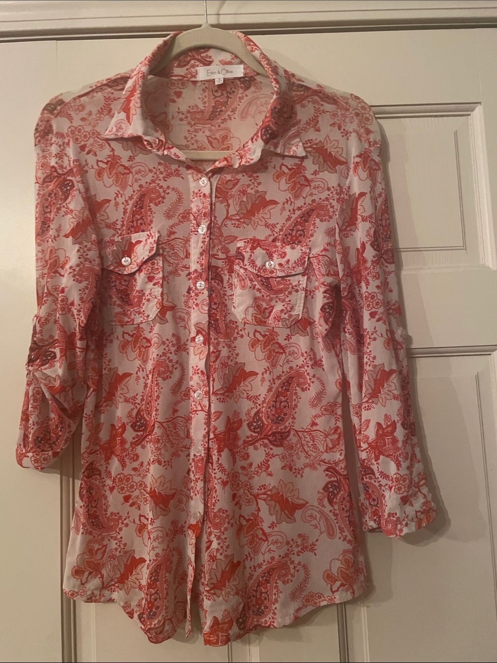 Eden & Olivia— Paisley Button-Front Blouse—Size Small